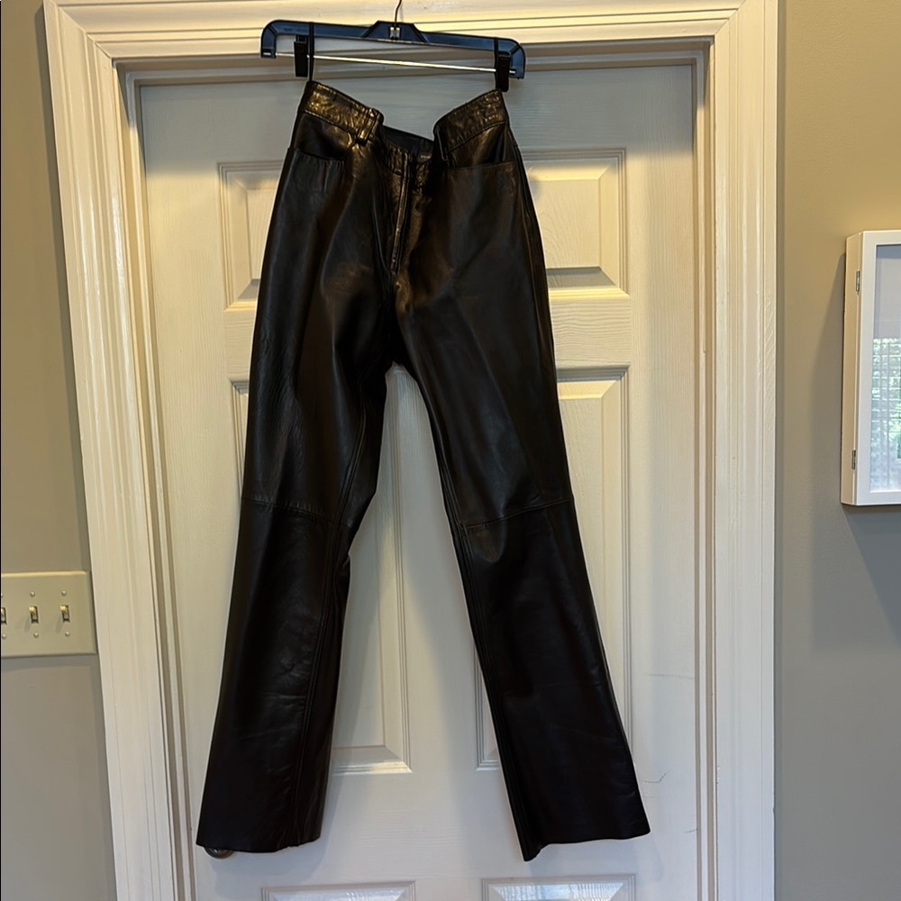 Banana Republic Black Leather Boot Cut Pants